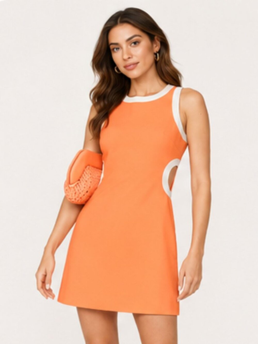 LIKELY Orange Mod Cutout Mini Dress Size 2| Rent the Runway